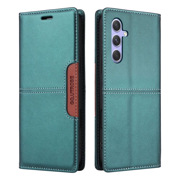 For Samsung Galaxy A14 5G GQUTROBE G01 RFID Anti-theft Leather Phone Case(Green)