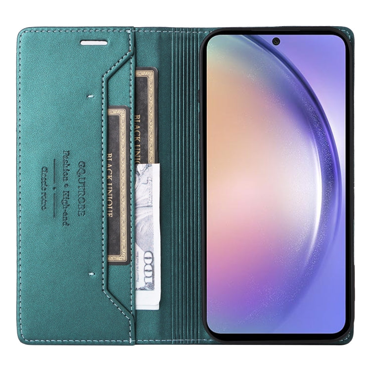 For Samsung Galaxy A14 5G GQUTROBE G01 RFID Anti-theft Leather Phone Case(Green)