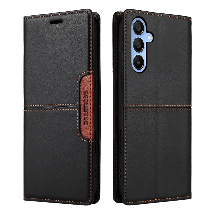 For Samsung Galaxy A15 5G GQUTROBE G01 RFID Anti-theft Leather Phone Case(Black)