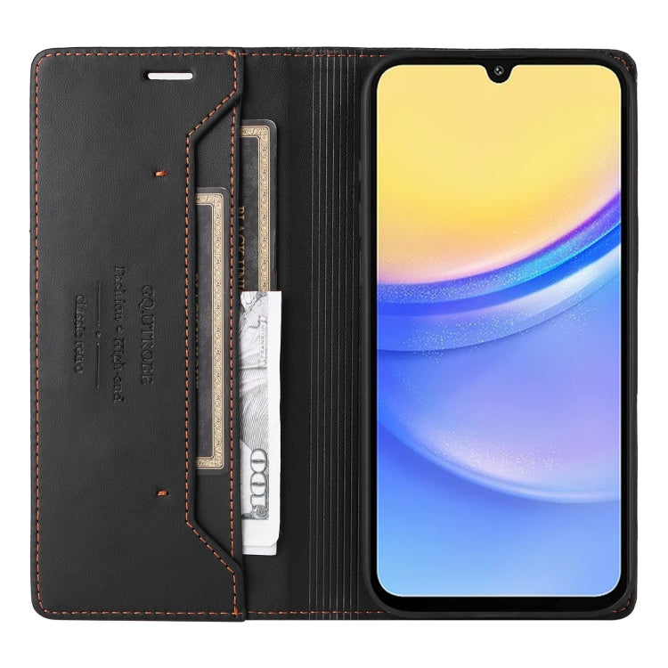 For Samsung Galaxy A15 5G GQUTROBE G01 RFID Anti-theft Leather Phone Case(Black)