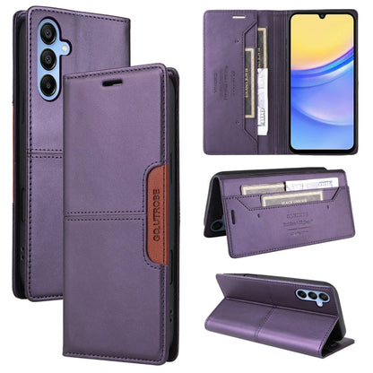 For Samsung Galaxy A15 5G GQUTROBE G01 RFID Anti-theft Leather Phone Case(Purple)