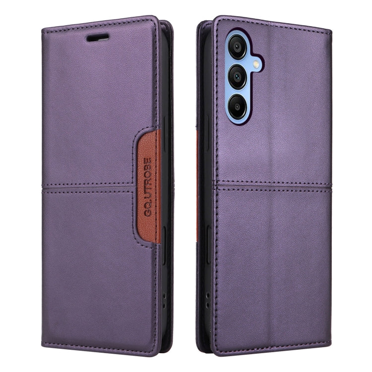 For Samsung Galaxy A15 5G GQUTROBE G01 RFID Anti-theft Leather Phone Case(Purple)