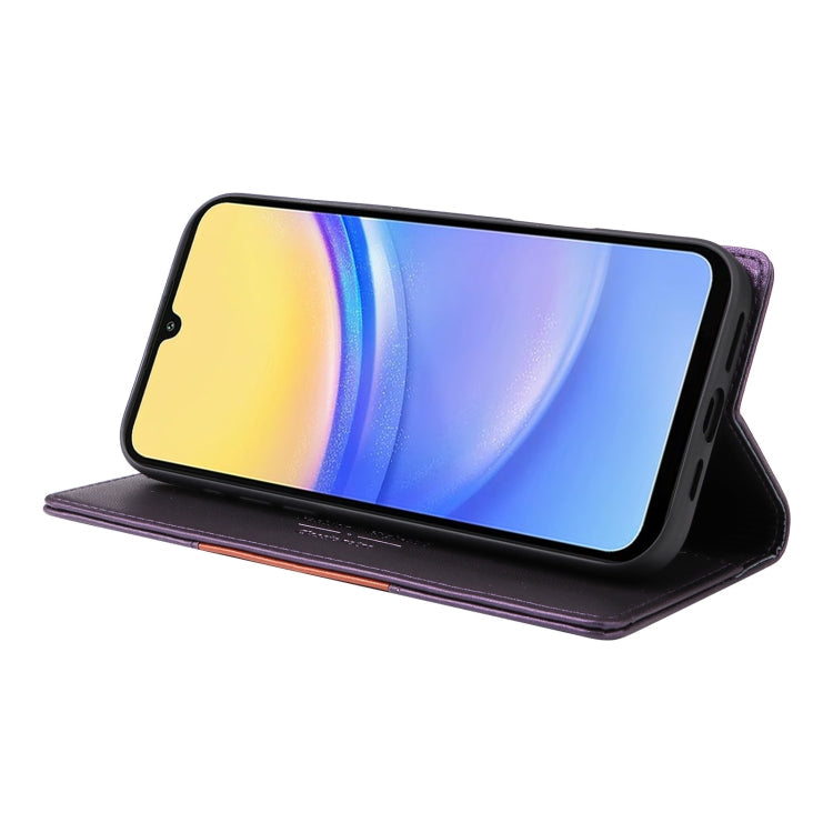 For Samsung Galaxy A15 5G GQUTROBE G01 RFID Anti-theft Leather Phone Case(Purple)