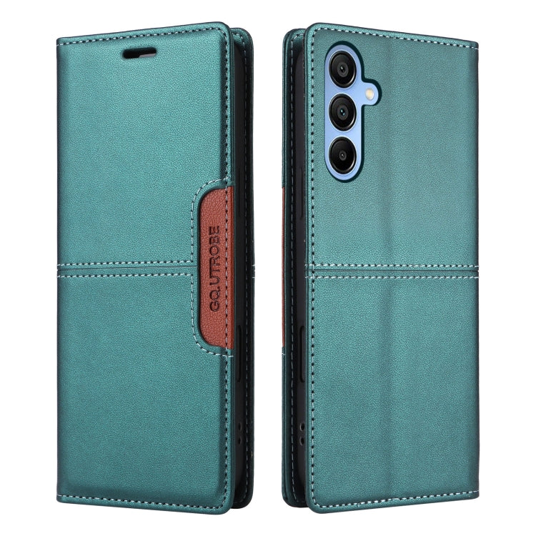 For Samsung Galaxy A15 5G GQUTROBE G01 RFID Anti-theft Leather Phone Case(Green)