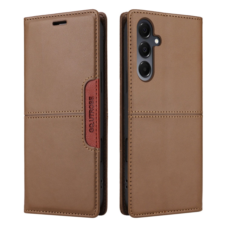 For Samsung Galaxy A16 GQUTROBE G01 RFID Anti-theft Leather Phone Case(Brown)
