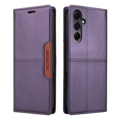 For Samsung Galaxy A16 GQUTROBE G01 RFID Anti-theft Leather Phone Case(Purple)