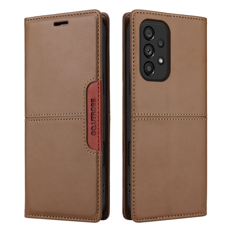 For Samsung Galaxy A23 5G GQUTROBE G01 RFID Anti-theft Leather Phone Case(Brown)