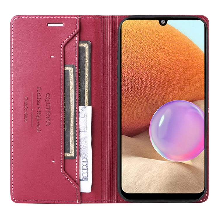 For Samsung Galaxy A32 4G GQUTROBE G01 RFID Anti-theft Leather Phone Case(Red)