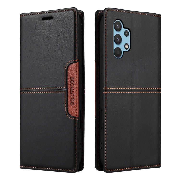 For Samsung Galaxy A32 4G GQUTROBE G01 RFID Anti-theft Leather Phone Case(Black)