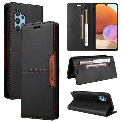 For Samsung Galaxy A32 4G GQUTROBE G01 RFID Anti-theft Leather Phone Case(Black)