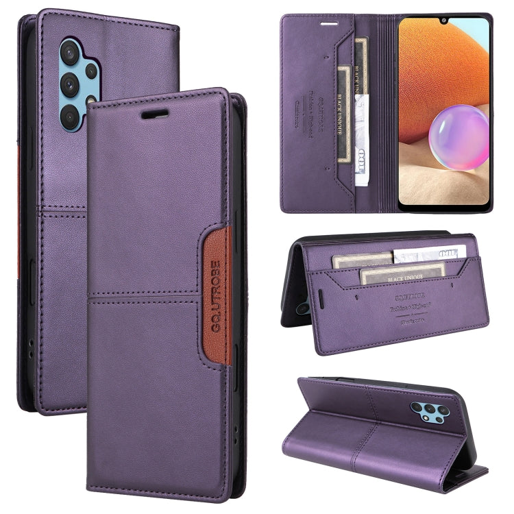 For Samsung Galaxy A32 4G GQUTROBE G01 RFID Anti-theft Leather Phone Case(Purple)