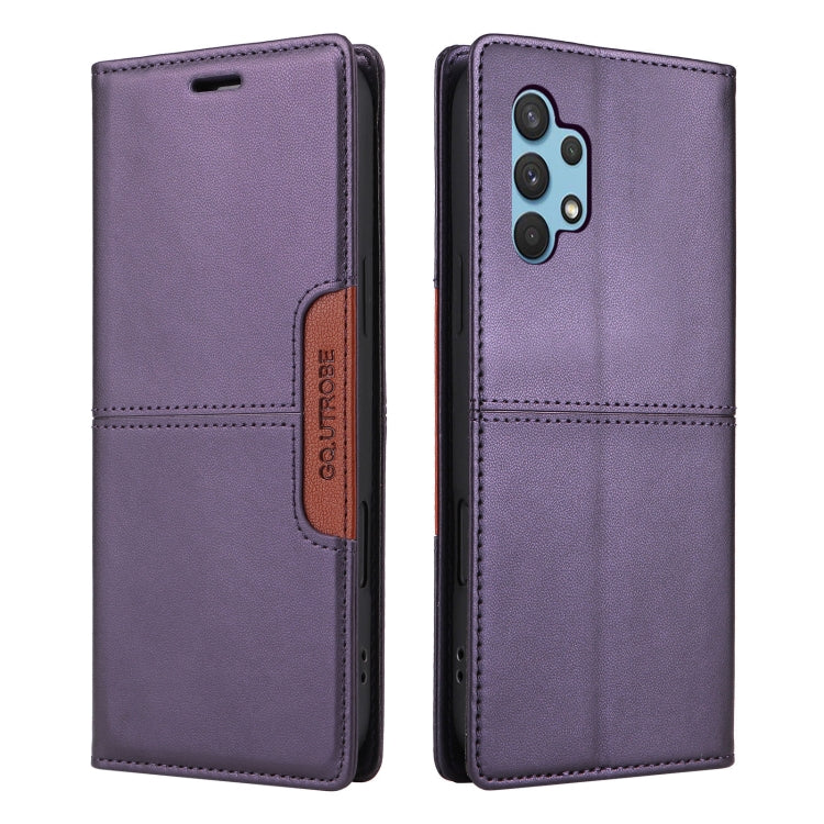 For Samsung Galaxy A32 4G GQUTROBE G01 RFID Anti-theft Leather Phone Case(Purple)