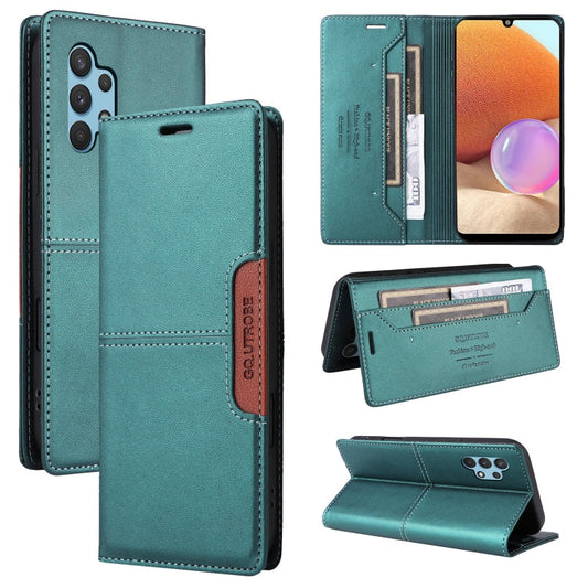 For Samsung Galaxy A32 4G GQUTROBE G01 RFID Anti-theft Leather Phone Case(Green)