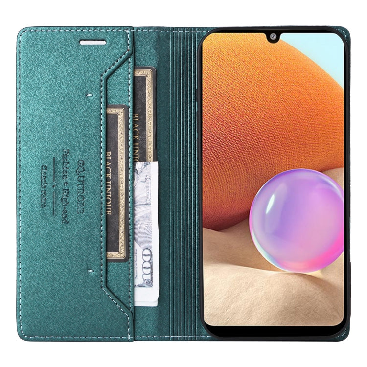 For Samsung Galaxy A32 4G GQUTROBE G01 RFID Anti-theft Leather Phone Case(Green)