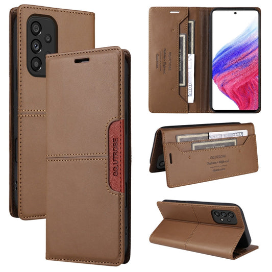 For Samsung Galaxy A32 5G GQUTROBE G01 RFID Anti-theft Leather Phone Case(Brown)