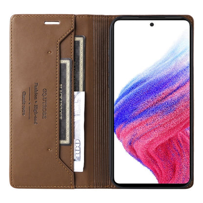 For Samsung Galaxy A32 5G GQUTROBE G01 RFID Anti-theft Leather Phone Case(Brown)