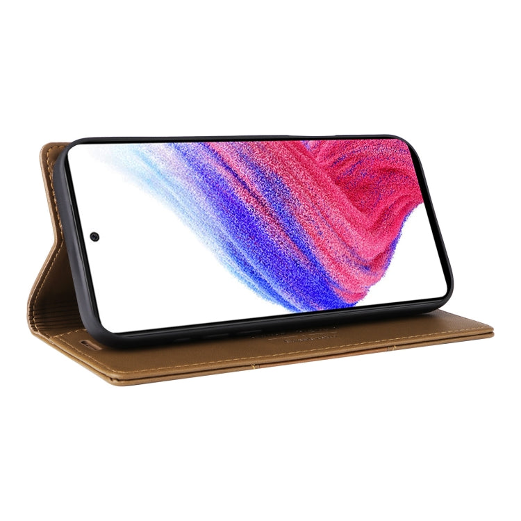 For Samsung Galaxy A33 5G GQUTROBE G01 RFID Anti-theft Leather Phone Case(Brown)