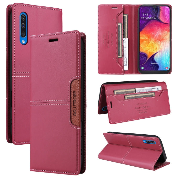 For Samsung Galaxy A50 GQUTROBE G01 RFID Anti-theft Leather Phone Case(Red)