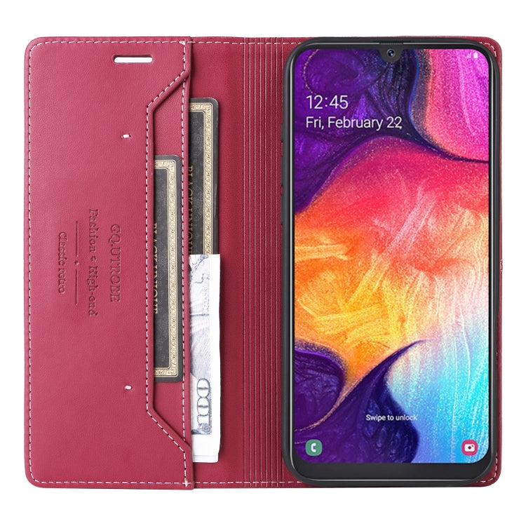 For Samsung Galaxy A50 GQUTROBE G01 RFID Anti-theft Leather Phone Case(Red)
