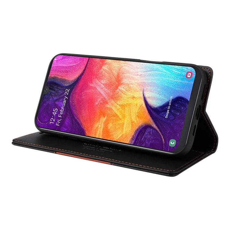 For Samsung Galaxy A50 GQUTROBE G01 RFID Anti-theft Leather Phone Case(Black)