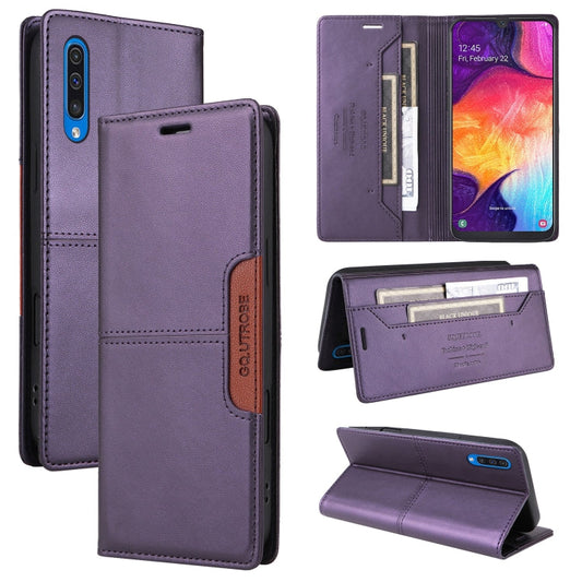 For Samsung Galaxy A50 GQUTROBE G01 RFID Anti-theft Leather Phone Case(Purple)