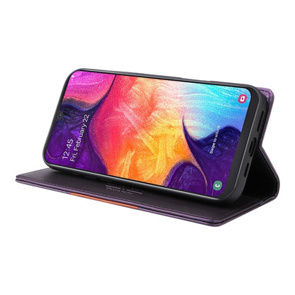 For Samsung Galaxy A50 GQUTROBE G01 RFID Anti-theft Leather Phone Case(Purple)