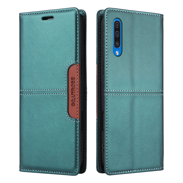 For Samsung Galaxy A50 GQUTROBE G01 RFID Anti-theft Leather Phone Case(Green)