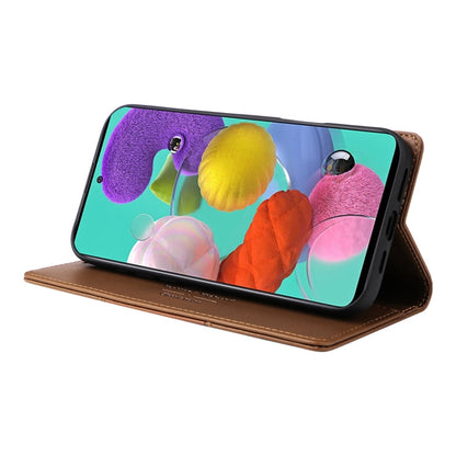 For Samsung Galaxy A51 4G GQUTROBE G01 RFID Anti-theft Leather Phone Case(Brown)
