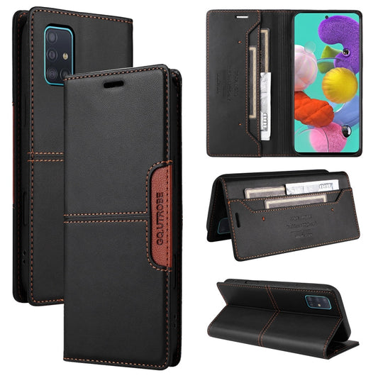 For Samsung Galaxy A51 4G GQUTROBE G01 RFID Anti-theft Leather Phone Case(Black)