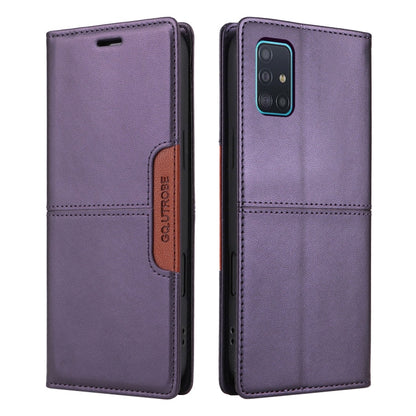 For Samsung Galaxy A51 4G GQUTROBE G01 RFID Anti-theft Leather Phone Case(Purple)