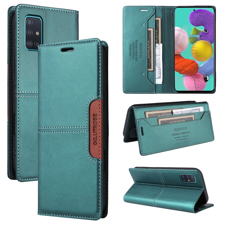 For Samsung Galaxy A51 4G GQUTROBE G01 RFID Anti-theft Leather Phone Case(Green)