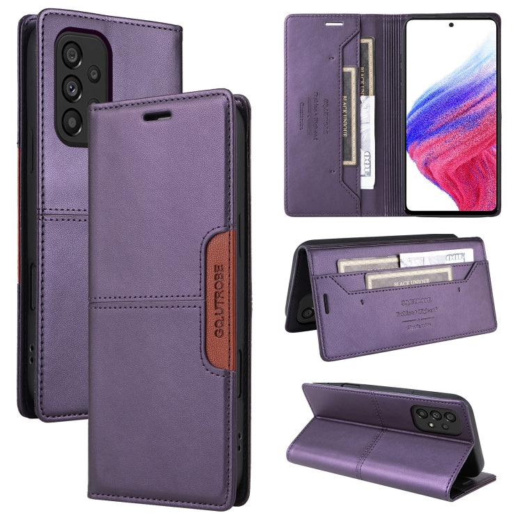 For Samsung Galaxy A52 GQUTROBE G01 RFID Anti-theft Leather Phone Case(Purple)