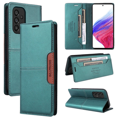 For Samsung Galaxy A52 GQUTROBE G01 RFID Anti-theft Leather Phone Case(Green)