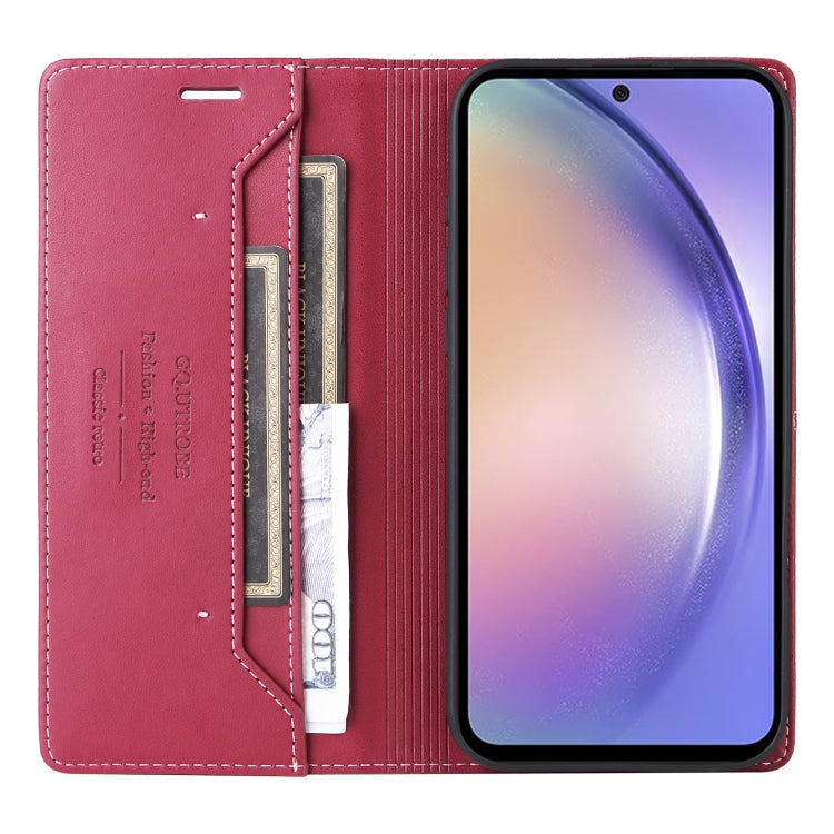 For Samsung Galaxy A54 5G GQUTROBE G01 RFID Anti-theft Leather Phone Case(Red)