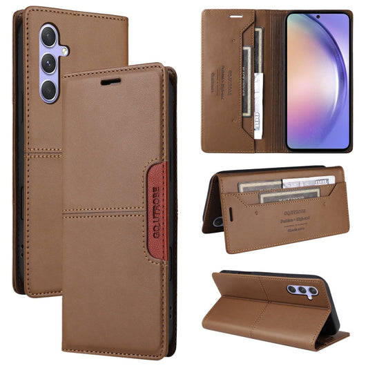 For Samsung Galaxy A54 5G GQUTROBE G01 RFID Anti-theft Leather Phone Case(Brown)