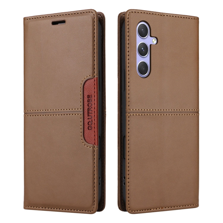 For Samsung Galaxy A54 5G GQUTROBE G01 RFID Anti-theft Leather Phone Case(Brown)