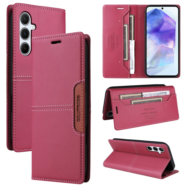 For Samsung Galaxy A55 5G GQUTROBE G01 RFID Anti-theft Leather Phone Case(Red)
