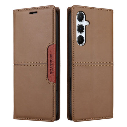 For Samsung Galaxy A55 5G GQUTROBE G01 RFID Anti-theft Leather Phone Case(Brown)