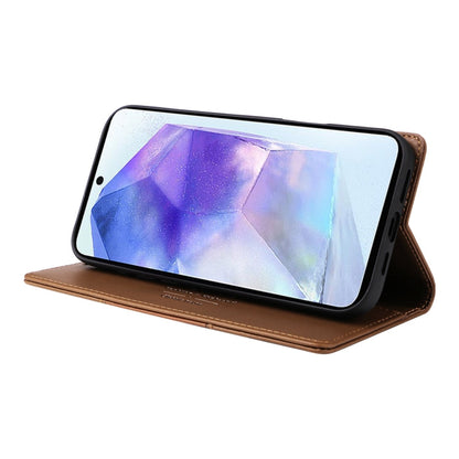 For Samsung Galaxy A55 5G GQUTROBE G01 RFID Anti-theft Leather Phone Case(Brown)