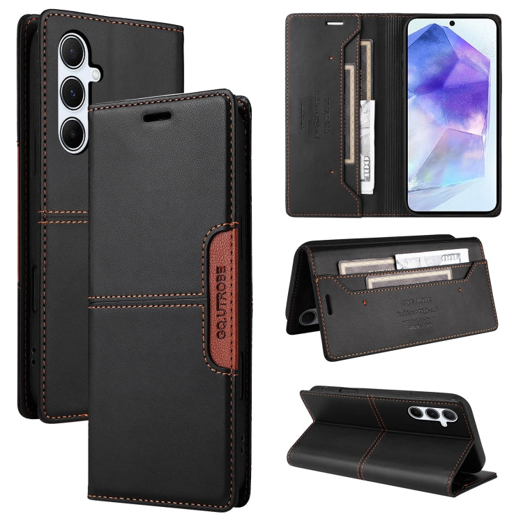 For Samsung Galaxy A55 5G GQUTROBE G01 RFID Anti-theft Leather Phone Case(Black)
