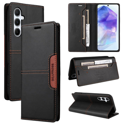 For Samsung Galaxy A55 5G GQUTROBE G01 RFID Anti-theft Leather Phone Case(Black)