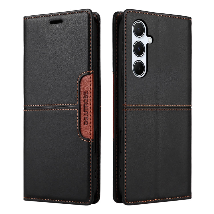 For Samsung Galaxy A55 5G GQUTROBE G01 RFID Anti-theft Leather Phone Case(Black)