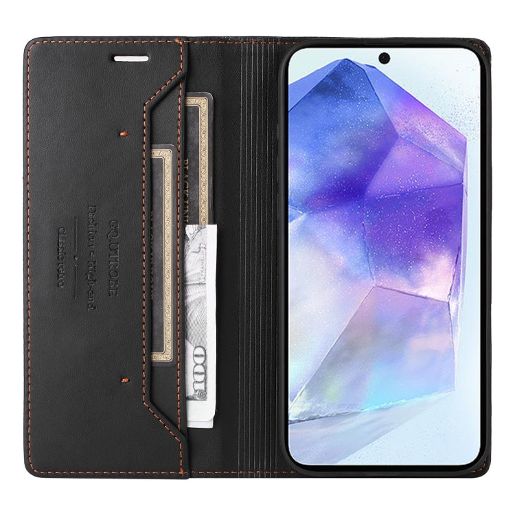 For Samsung Galaxy A55 5G GQUTROBE G01 RFID Anti-theft Leather Phone Case(Black)