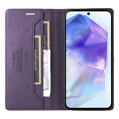 For Samsung Galaxy A55 5G GQUTROBE G01 RFID Anti-theft Leather Phone Case(Purple)