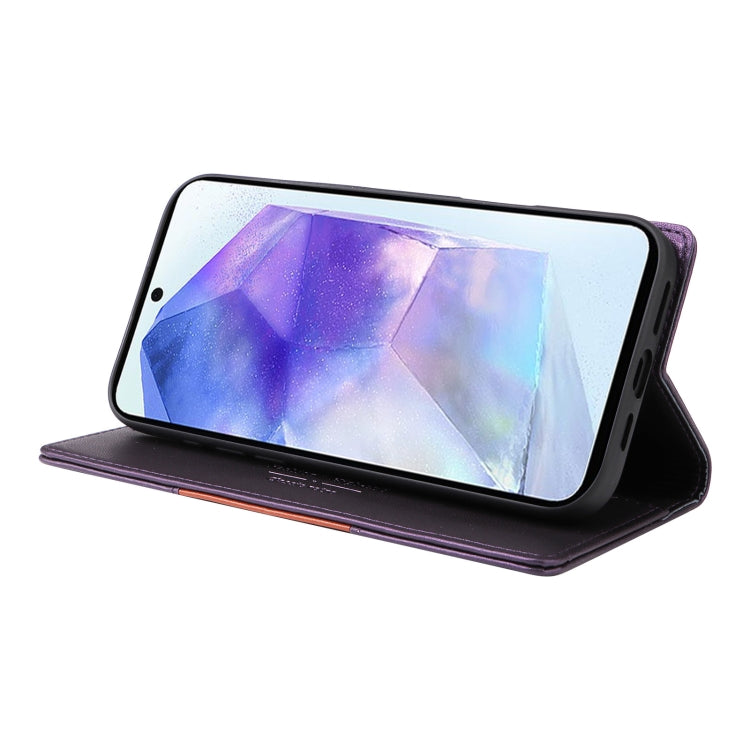 For Samsung Galaxy A55 5G GQUTROBE G01 RFID Anti-theft Leather Phone Case(Purple)