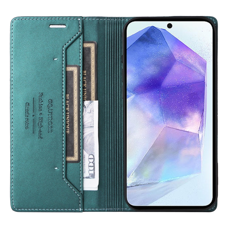 For Samsung Galaxy A55 5G GQUTROBE G01 RFID Anti-theft Leather Phone Case(Green)