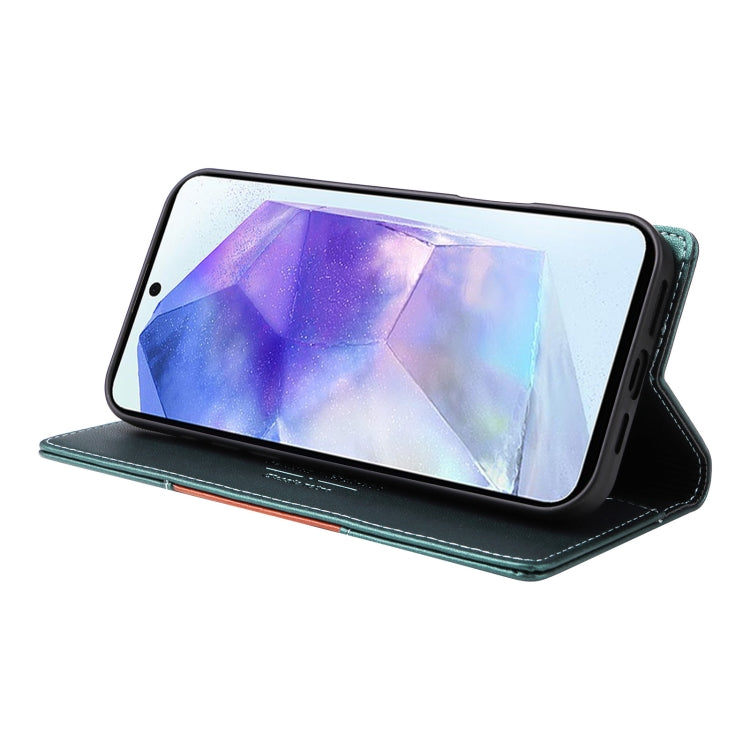 For Samsung Galaxy A55 5G GQUTROBE G01 RFID Anti-theft Leather Phone Case(Green)