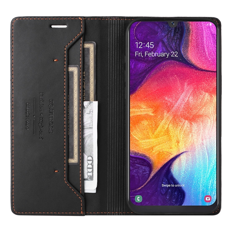 For Samsung Galaxy A70 GQUTROBE G01 RFID Anti-theft Leather Phone Case(Black)