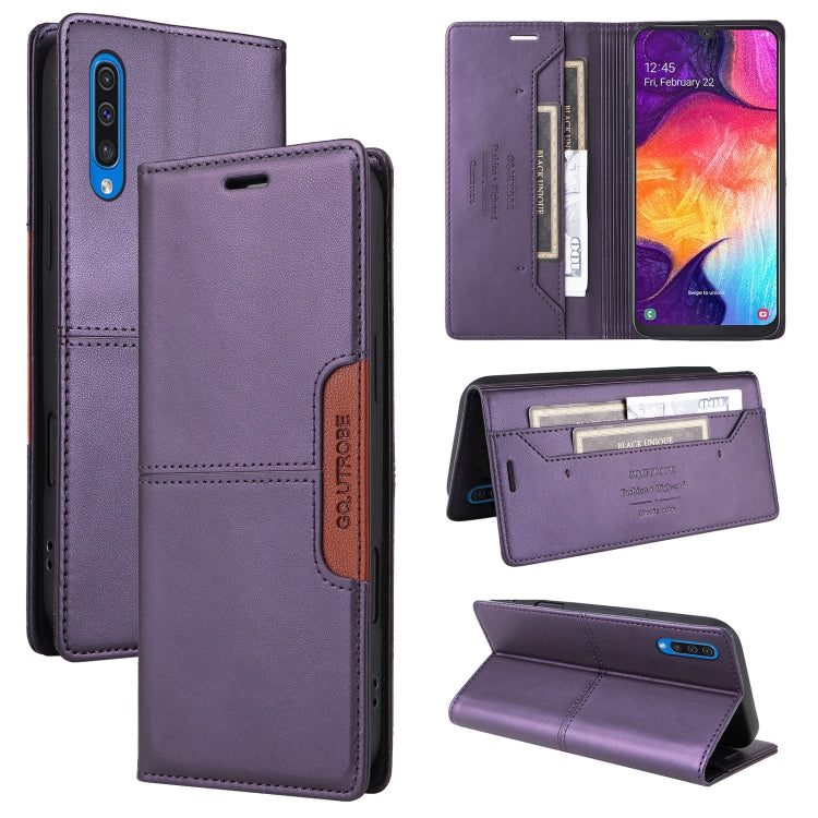 For Samsung Galaxy A70 GQUTROBE G01 RFID Anti-theft Leather Phone Case(Purple)
