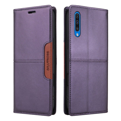 For Samsung Galaxy A70 GQUTROBE G01 RFID Anti-theft Leather Phone Case(Purple)